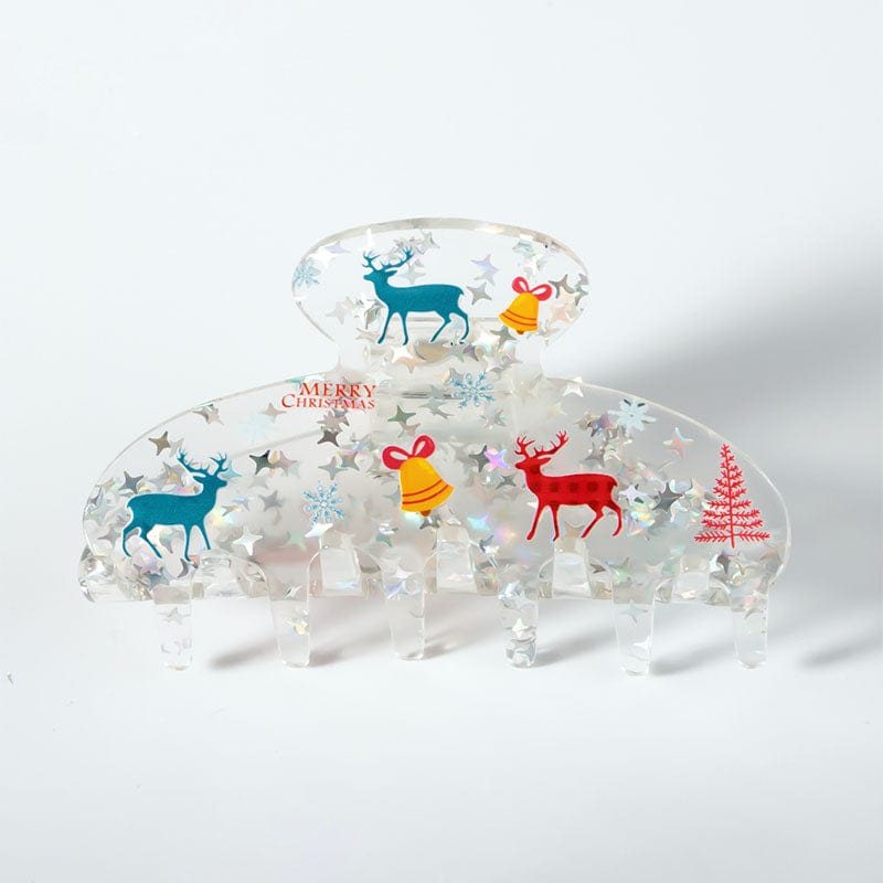 Clear Glittery Christmas Hair Claw Clips