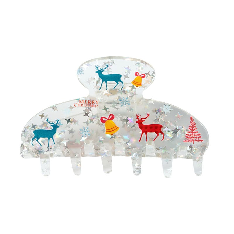 Clear Glittery Christmas Hair Claw Clips