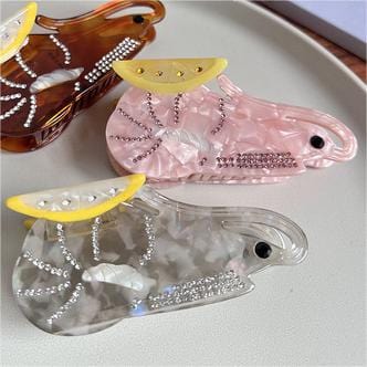 Pince à cheveux Diamond Lemon Shrimp Acetate en gris | NueShiny