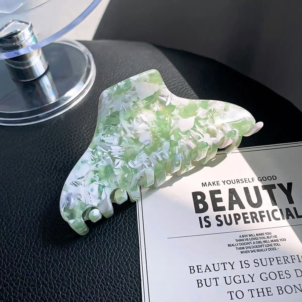 Fashion High Sense Texture Clip Large In Mint Green