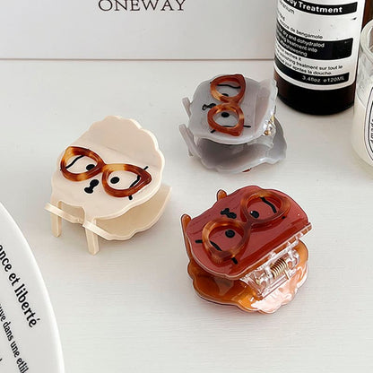 Funny Brown Puppy with Glasses Dogs Hair Claw