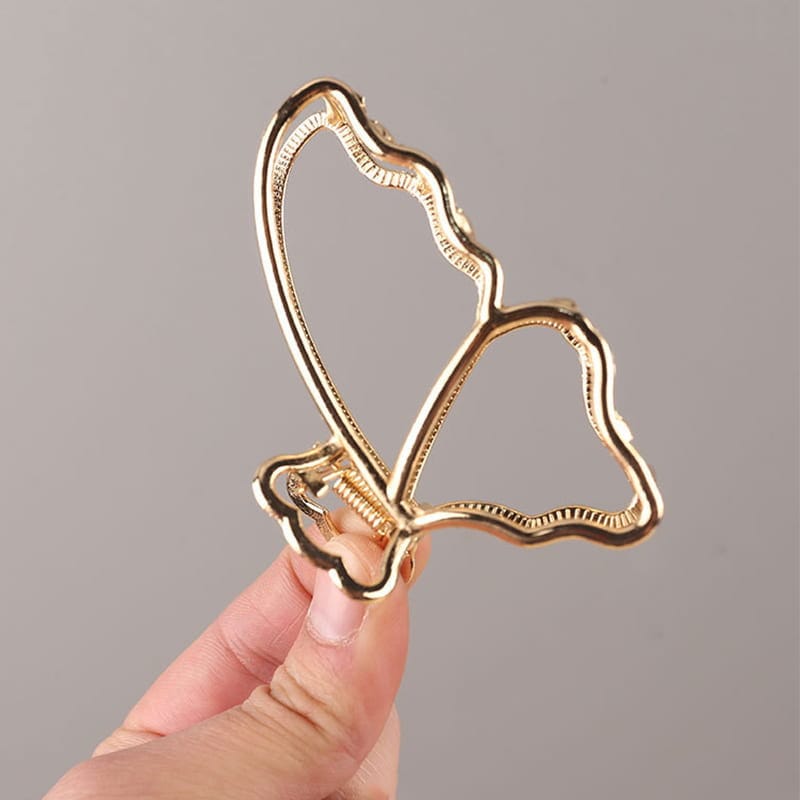 Golden Hollow Butterfly Hair Claw