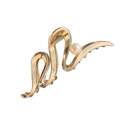 Golden Pearl Wavy Hair Claw
