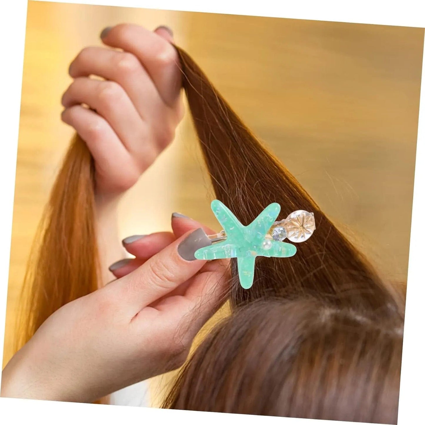 Green Crystal Starfish Ocean Series Hair Claw Clips