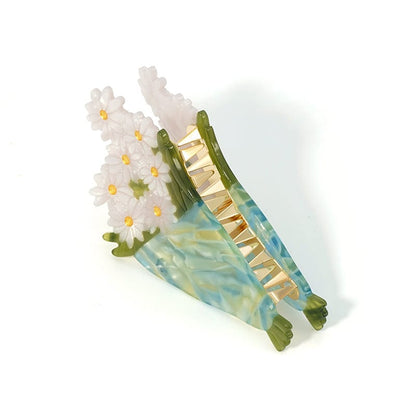 Green Daisy Flower Bouquet Hair Claw