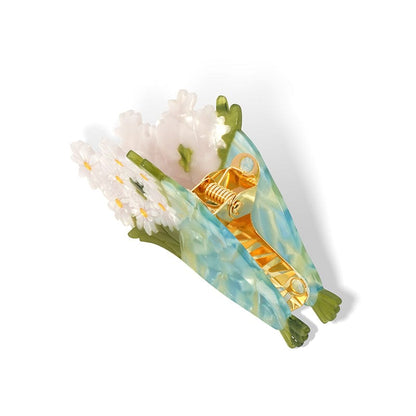 Green Daisy Flower Bouquet Hair Claw