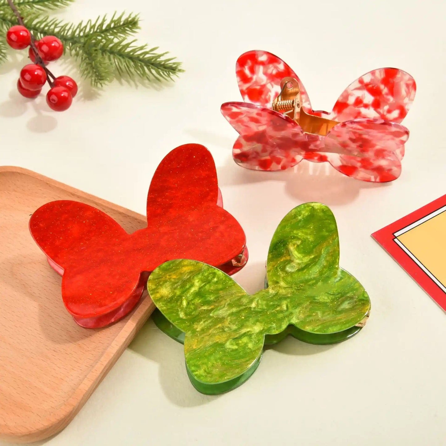 Green Lovely Bow Hair Clip Claw