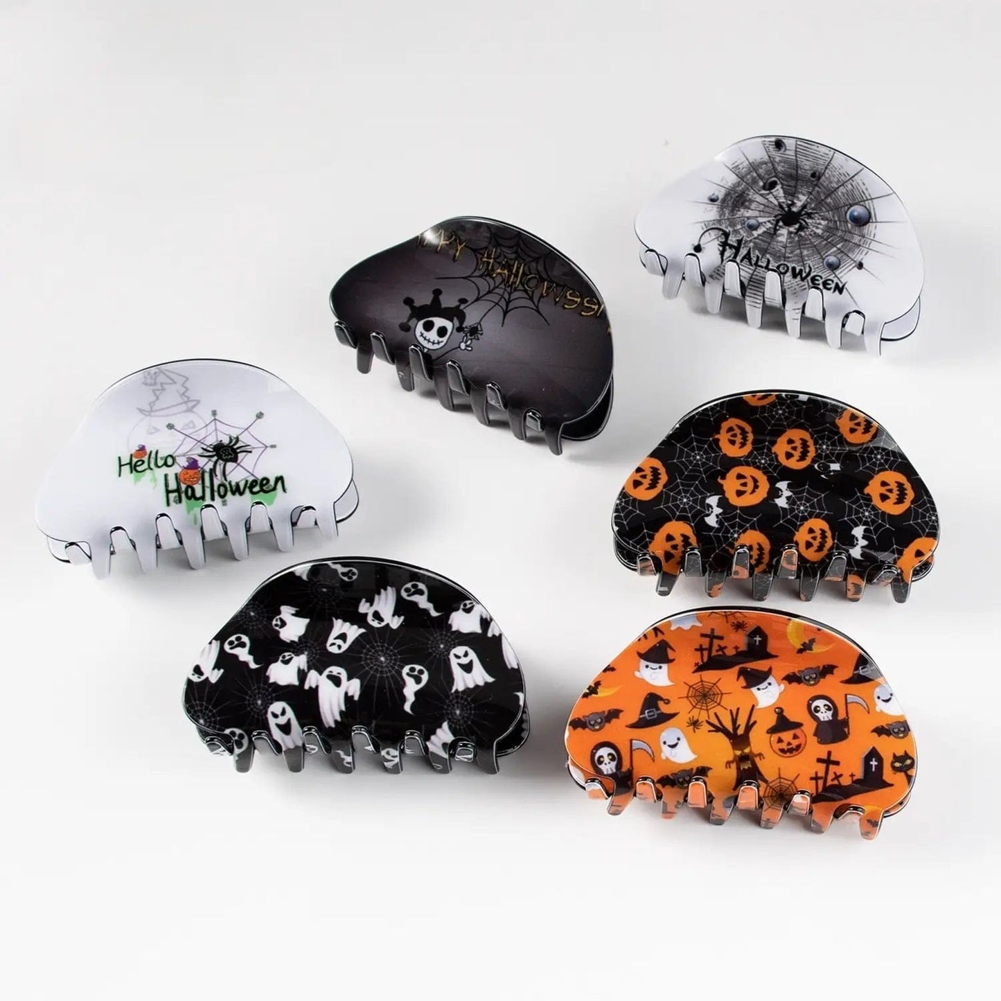 Halloween 3 Pumpkins Hair Claw Clip