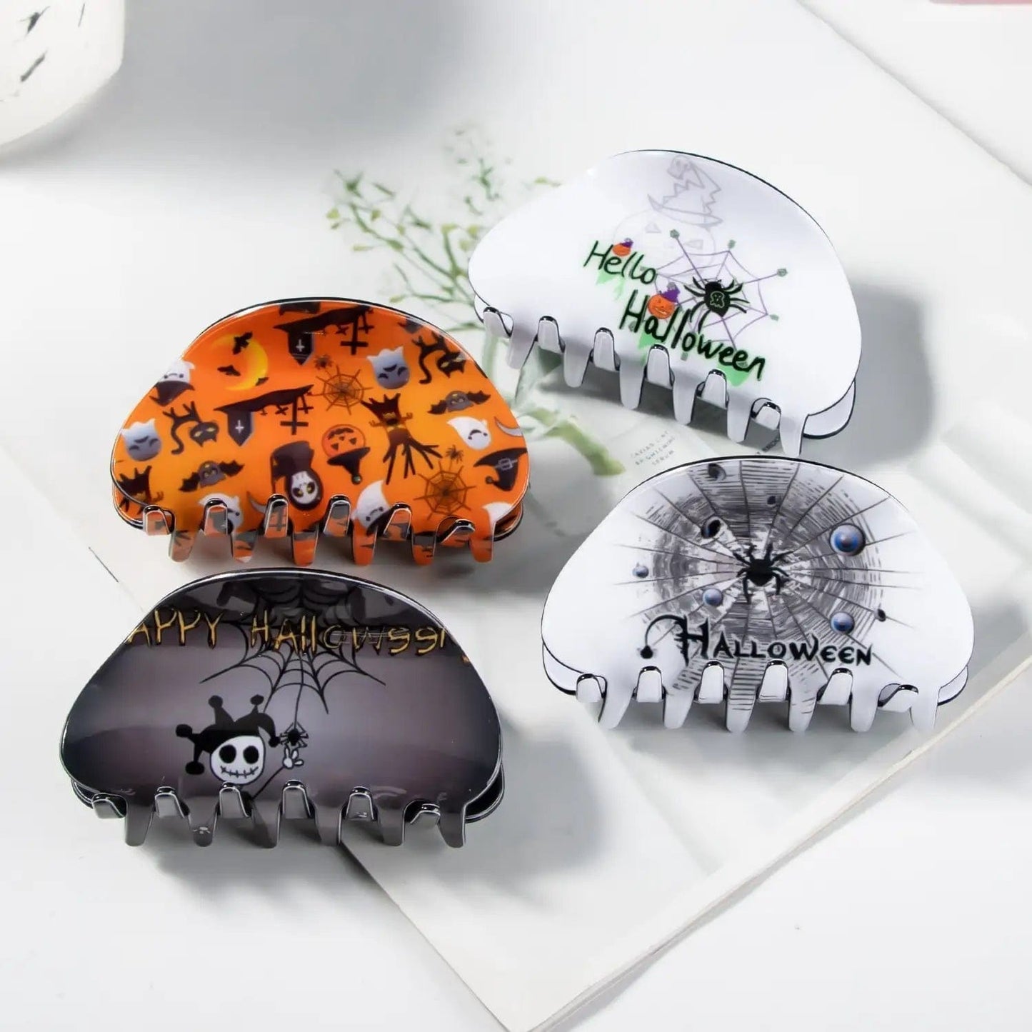 Halloween Orange Square Hair Claw Clip