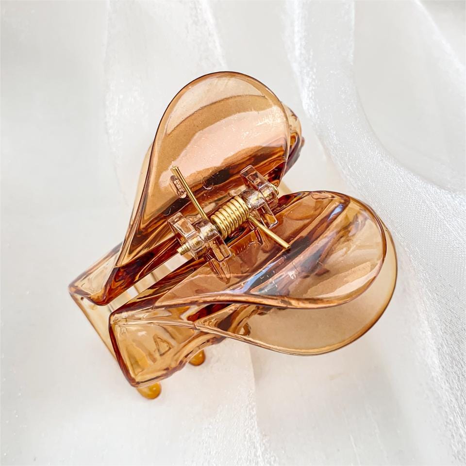Heart Ladies Luster Hair Claw In Brown