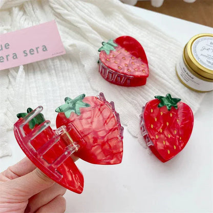 Pince à cheveux tendance été douce aux fraises moyennes | NueShiny