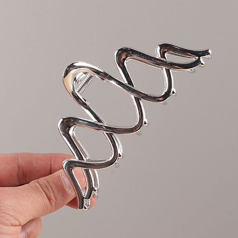 Modern Stylish Silver Wave Hair Claw