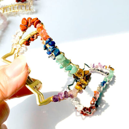 Natural Assorted Energy Healing Stone Metal Hair Claw