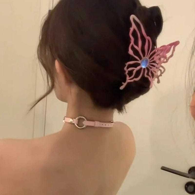 Pink Butterfly Elf Hair Claw