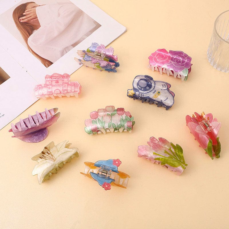 Purple Flower Hair Claw Clip