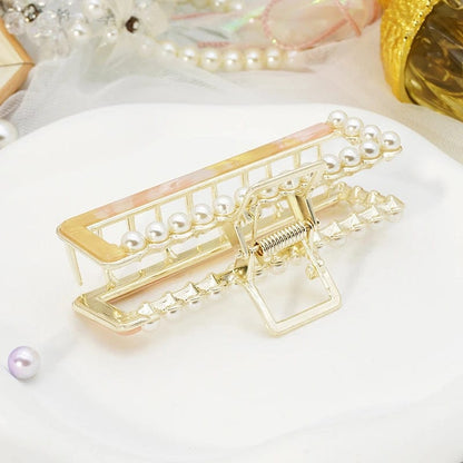 Rectangular Pearl Metal Temperament Goddess Hair Claw