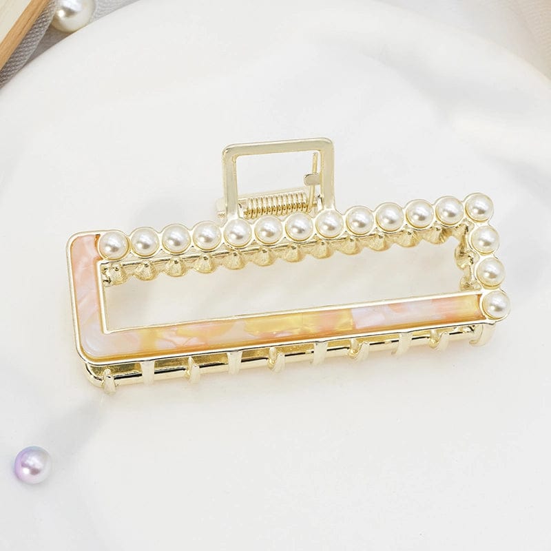 Rectangular Pearl Metal Temperament Goddess Hair Claw