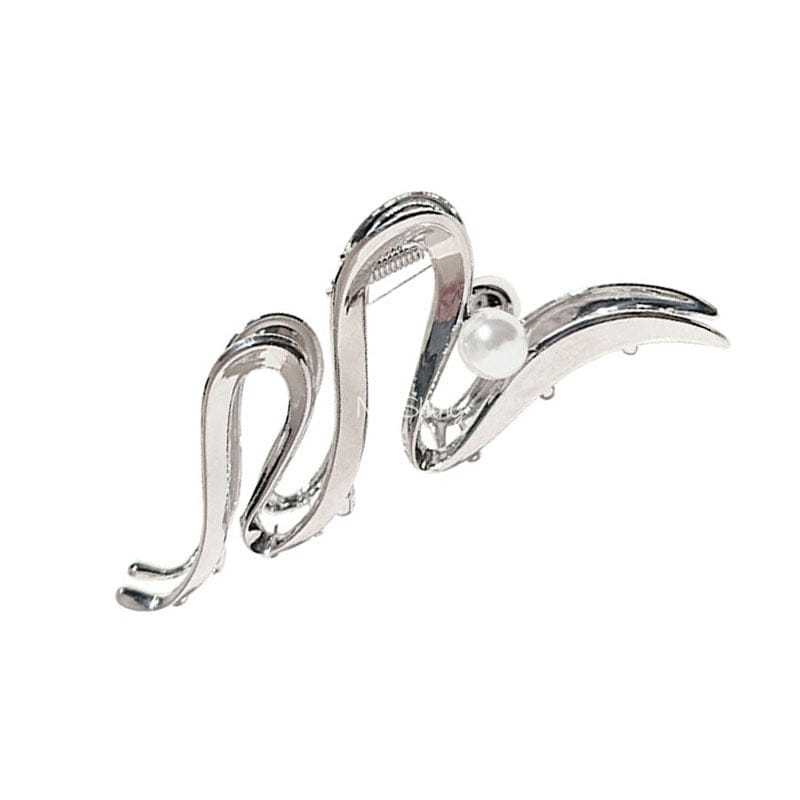 Silver Pearl Wavy Hair Claw