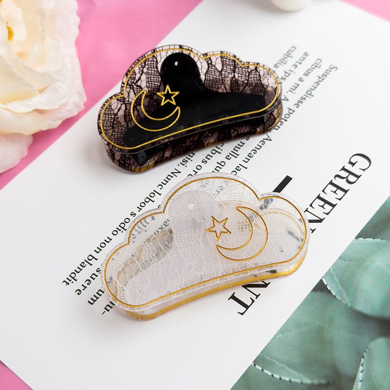 Stars & Moon Mesh Hair Clip In Black