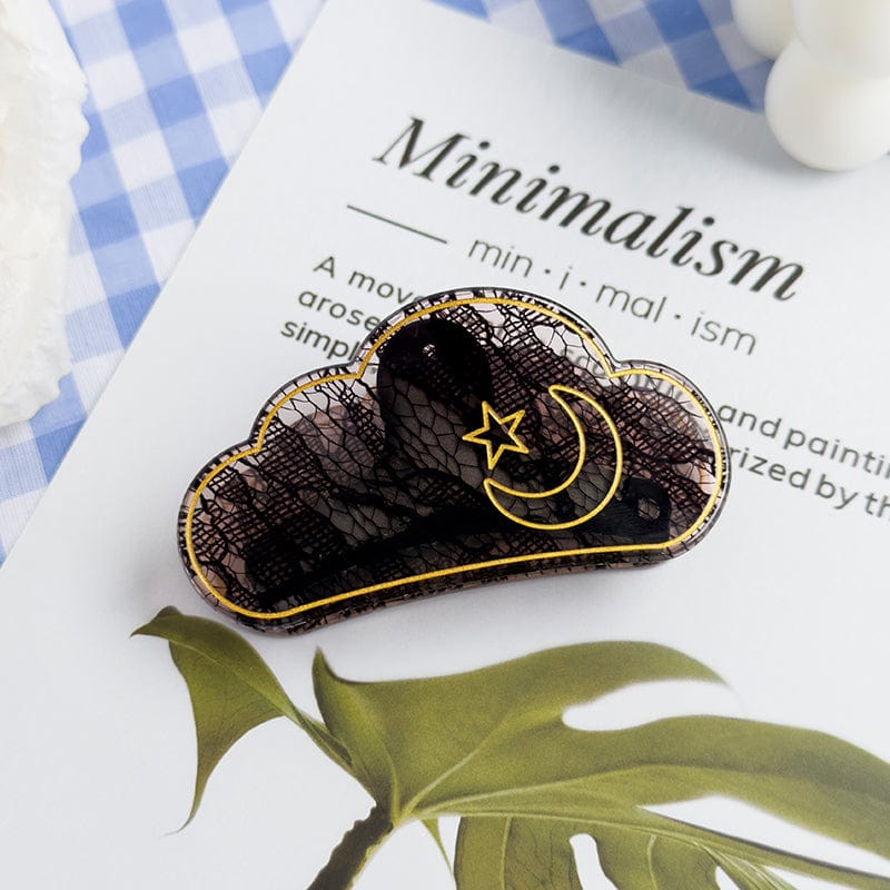 Stars & Moon Mesh Hair Clip In Black