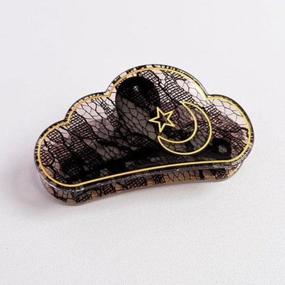 Stars & Moon Mesh Hair Clip In Black