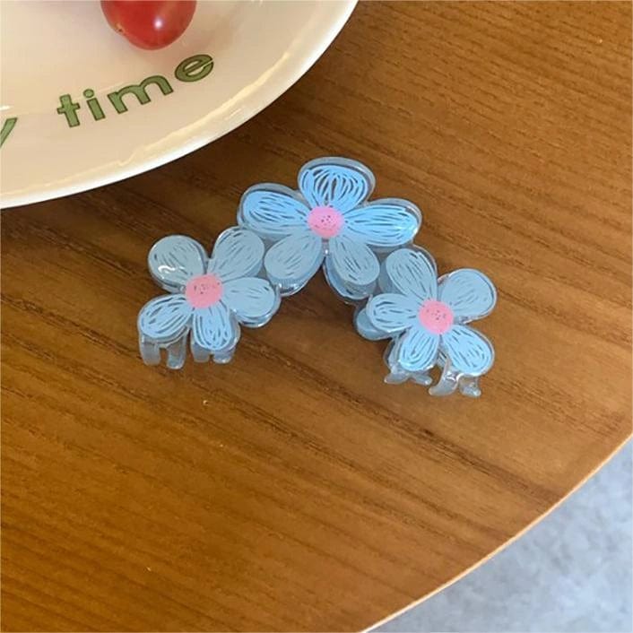 Transparent Bule Flower Sweet Hair Claw
