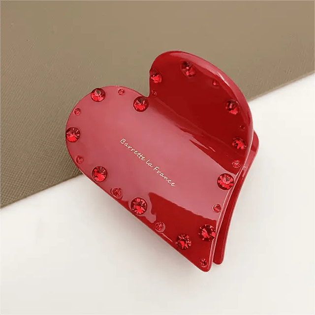 Trumpet Heart Diamond Hairpin In Red