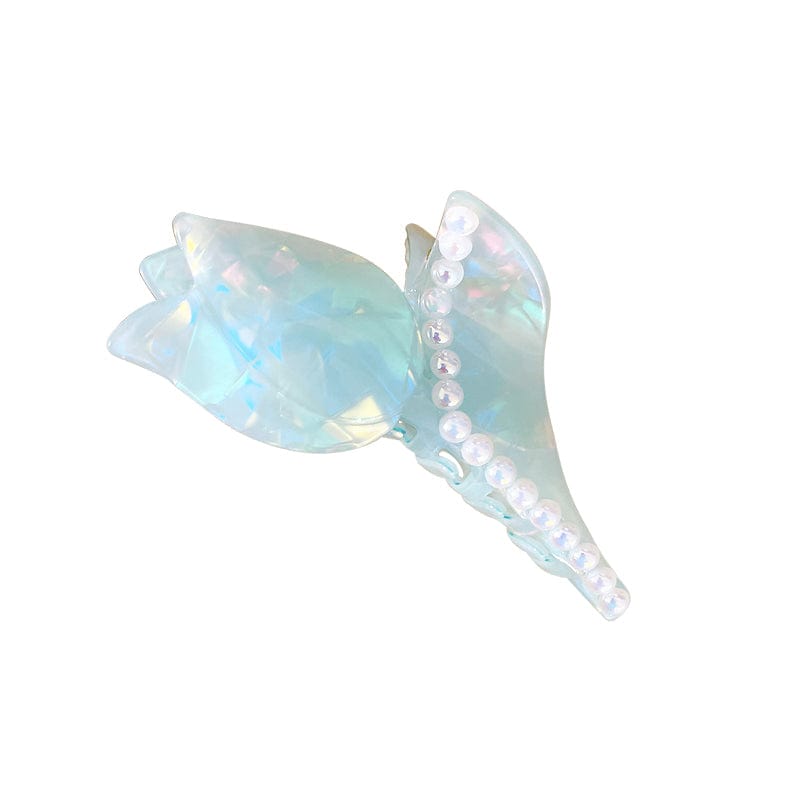 Tulip & Pearl Sweet Cyan-Blue Hair Clip Claw