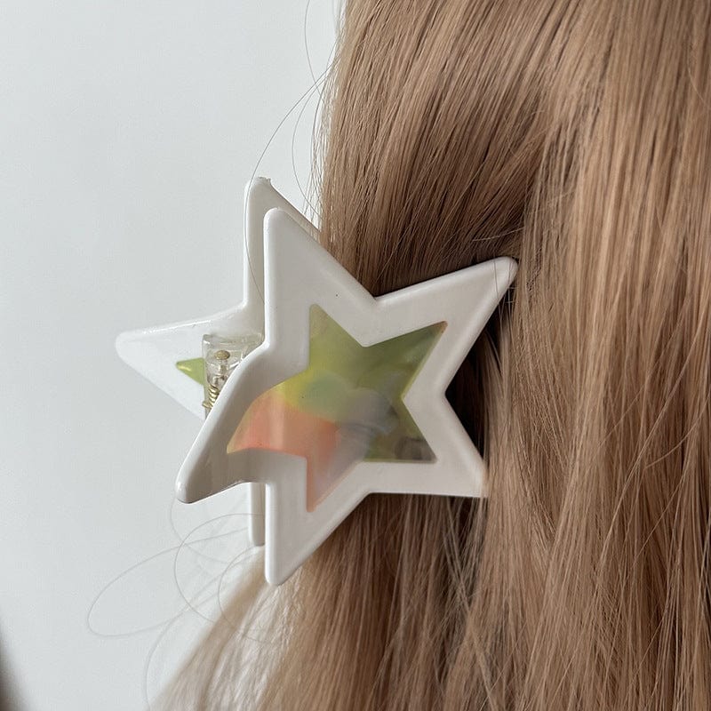 Pince à cheveux à étoiles blanches contrastées丨NueShiny
