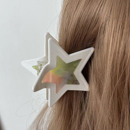 Pince à cheveux à étoiles blanches contrastées丨NueShiny