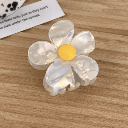 Small White Sunflower  Hair Claw