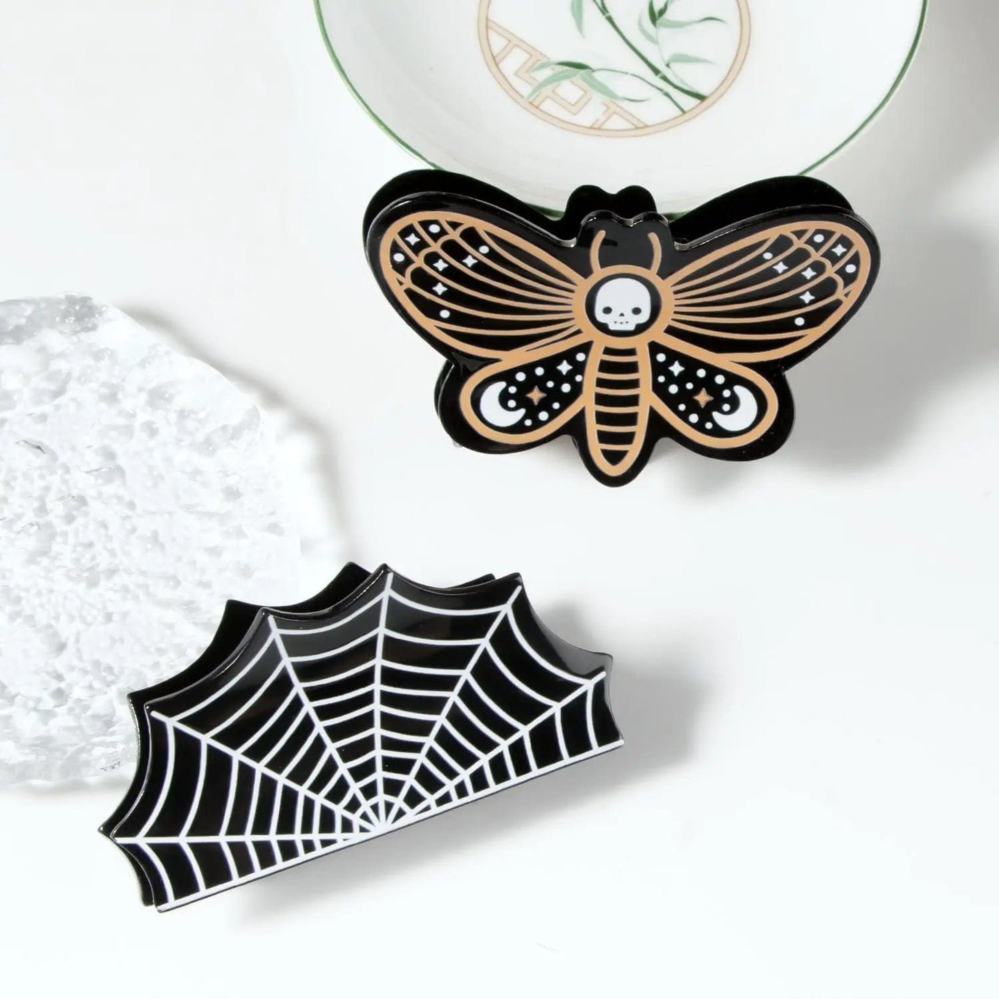 White Spider Web Halloween Hair Claw Clip
