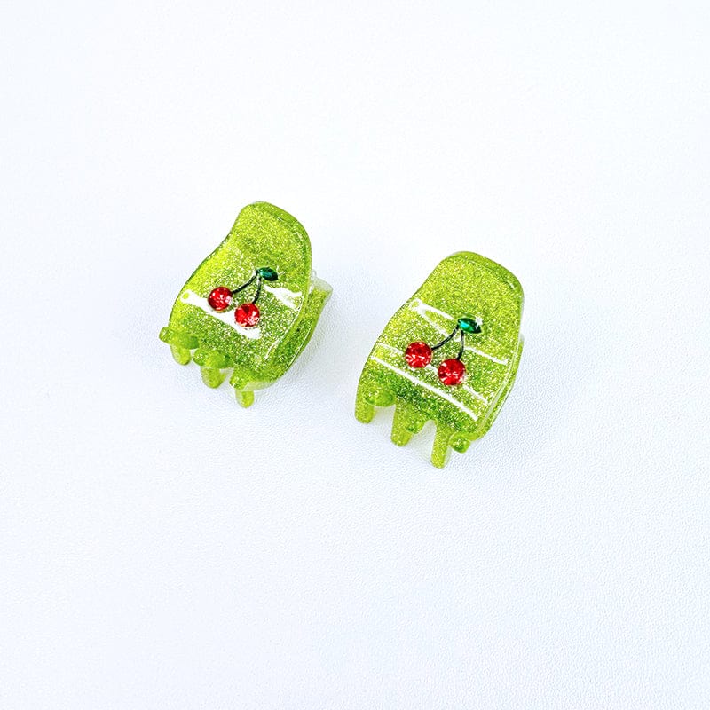 Pince à cheveux Y2K Green Cherry (4 pièces)