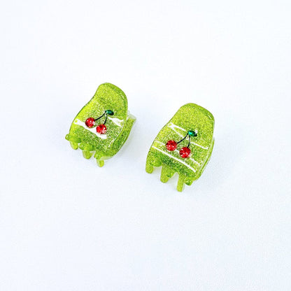 Pince à cheveux Y2K Green Cherry (4 pièces)