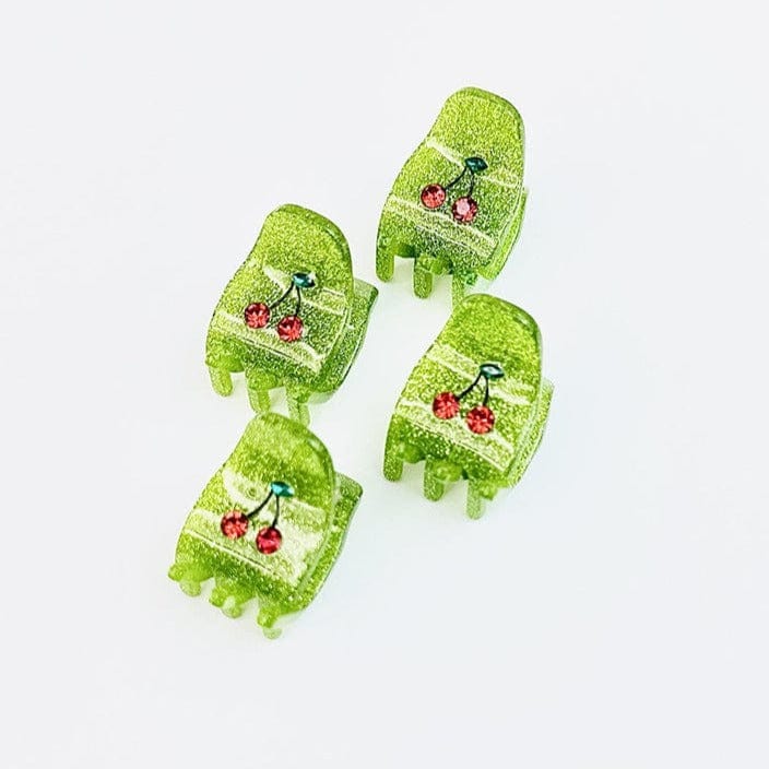 Pince à cheveux Y2K Green Cherry (4 pièces)