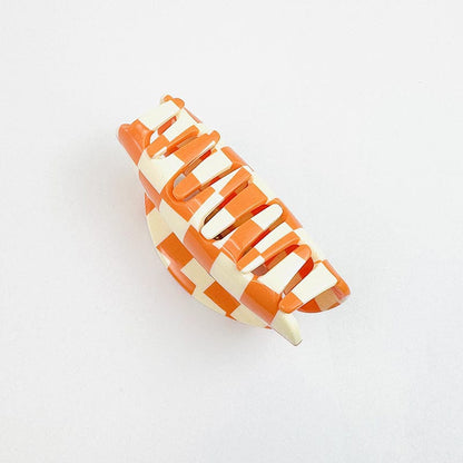 Y2K Orange Checkerboard Hair Claw Clip