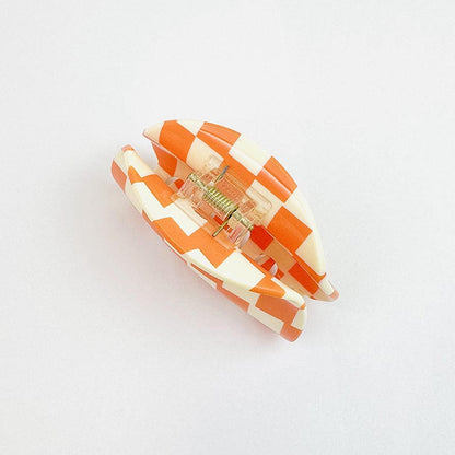 Y2K Orange Checkerboard Hair Claw Clip