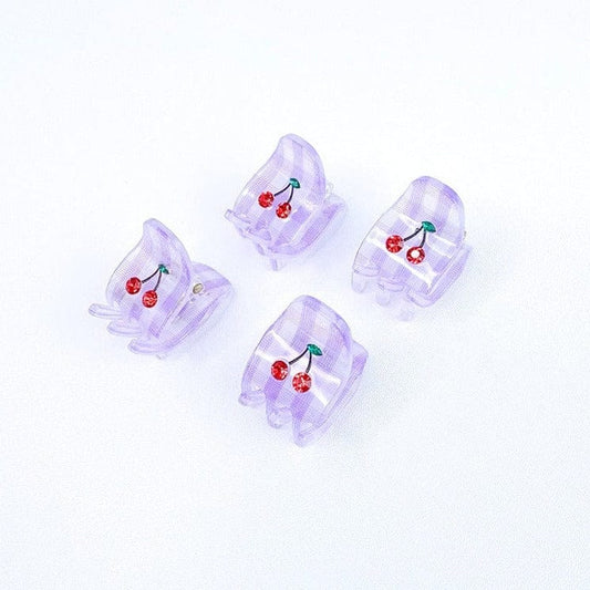 Pince à cheveux cerise violette Y2K (4 pièces)