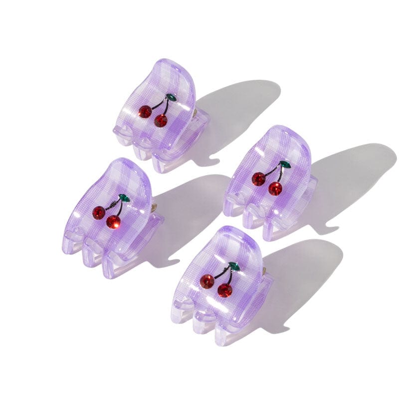 Pince à cheveux cerise violette Y2K (4 pièces)