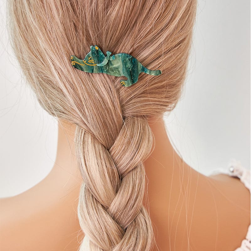 Pince à cheveux chat extensible vert fluorescent adorable丨NueShiny