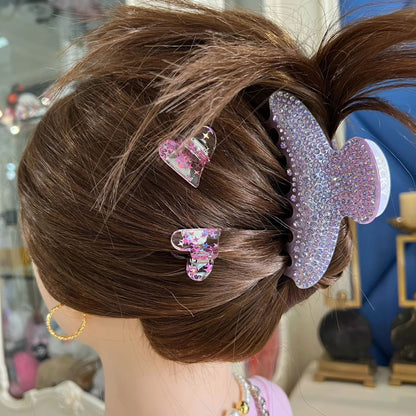 Colorful Glitter Heart Hair Claw