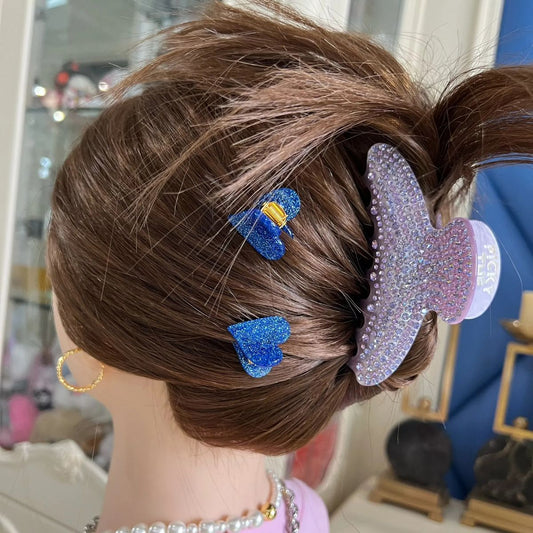 Colorful Glitter Heart Hair Claw