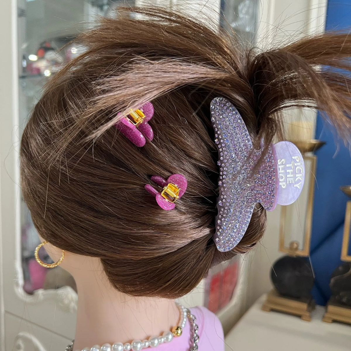 Colorful Glitter Heart Hair Claw