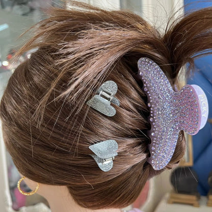 Colorful Glitter Heart Hair Claw