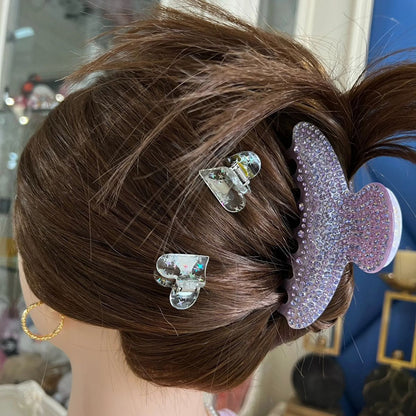 Colorful Glitter Heart Hair Claw