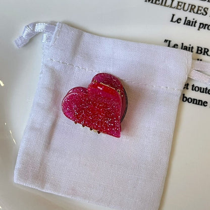 Colorful Glitter Heart Hair Claw