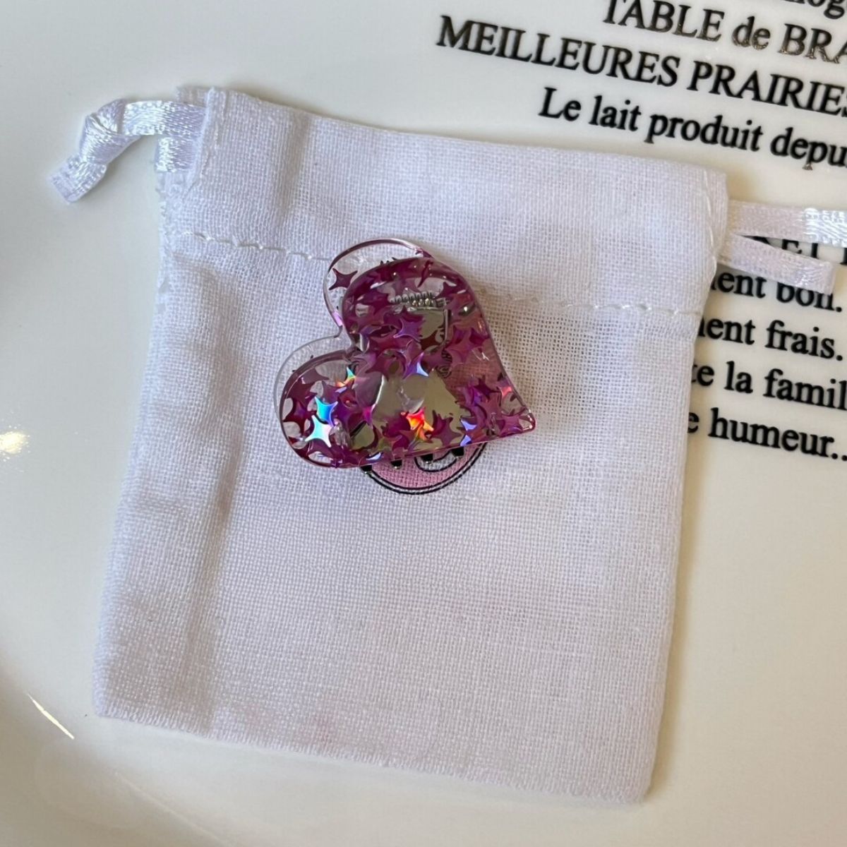 Colorful Glitter Heart Hair Claw
