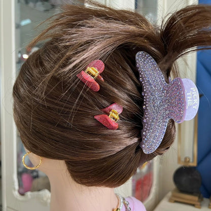Colorful Glitter Heart Hair Claw