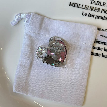 Colorful Glitter Heart Hair Claw