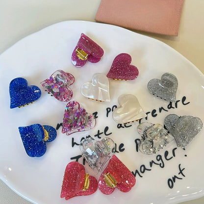Colorful Glitter Heart Hair Claw